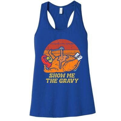 Funny Thanksgiving Turkey Roast Dinner Show Me The Gravy Gift Women's Racerback Tank