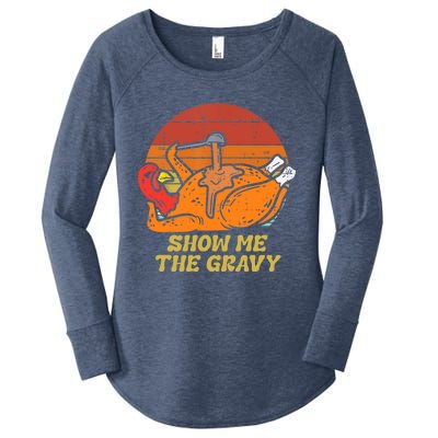 Funny Thanksgiving Turkey Roast Dinner Show Me The Gravy Gift Women's Perfect Tri Tunic Long Sleeve Shirt