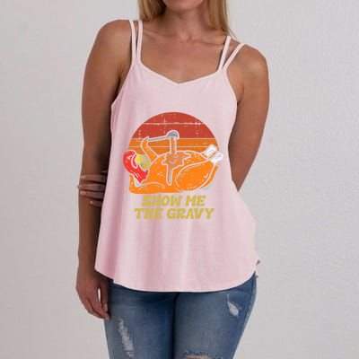 Funny Thanksgiving Turkey Roast Dinner Show Me The Gravy Gift Women's Strappy Tank