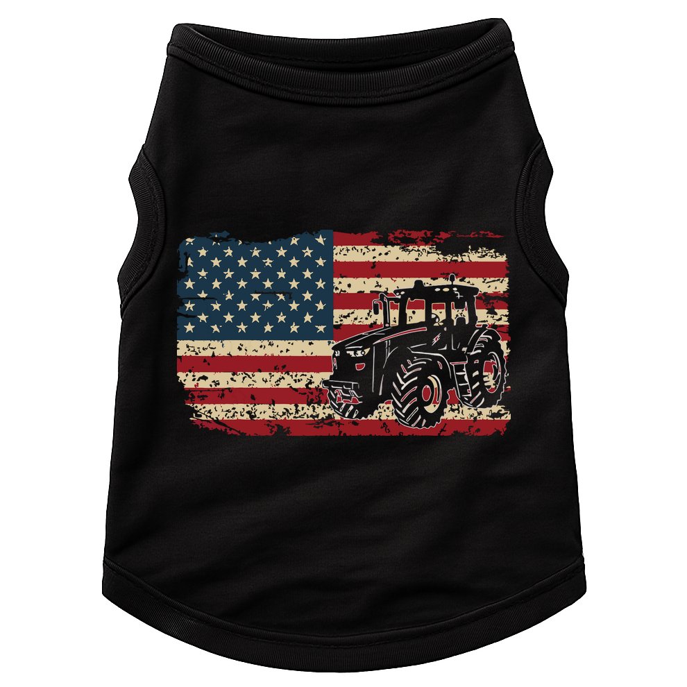 Farm Tractors USA Flag Patriotic Farming Gift Doggie Tank