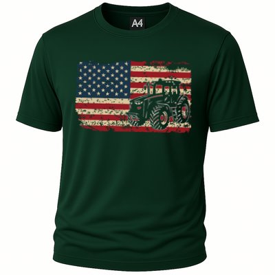 Farm Tractors USA Flag Patriotic Farming Gift Performance Shirt