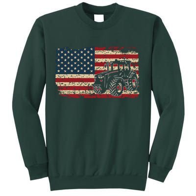 Farm Tractors USA Flag Patriotic Farming Gift Sweatshirt