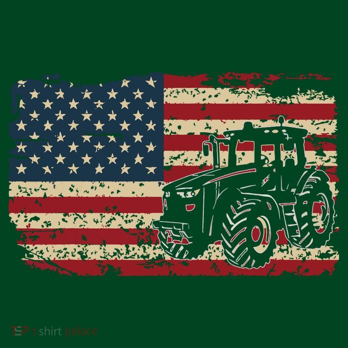 Farm Tractors USA Flag Patriotic Farming Gift Premium T-Shirt