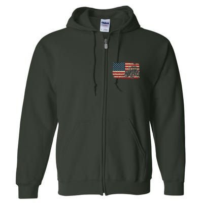 Farm Tractors USA Flag Patriotic Farming Gift Full Zip Hoodie