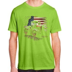 Farmer Tractors Usa Flag Patriotic Farming Gift Adult ChromaSoft Performance T-Shirt