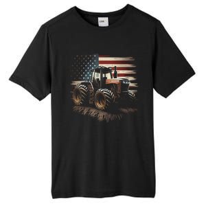 Farmer Tractors Usa Flag Patriotic Farming Gift Tall Fusion ChromaSoft Performance T-Shirt