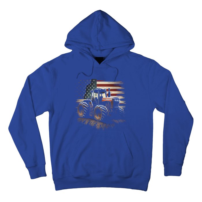 Farmer Tractors Usa Flag Patriotic Farming Gift Hoodie