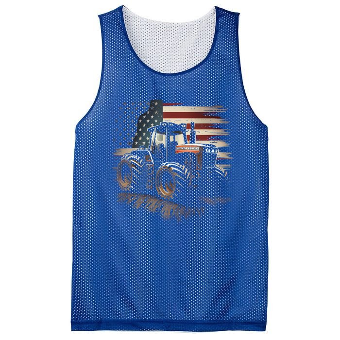 Farmer Tractors Usa Flag Patriotic Farming Gift Mesh Reversible Basketball Jersey Tank