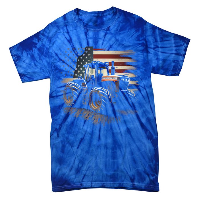 Farmer Tractors Usa Flag Patriotic Farming Gift Tie-Dye T-Shirt