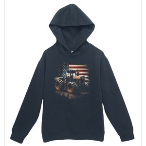 Farmer Tractors Usa Flag Patriotic Farming Gift Urban Pullover Hoodie