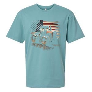 Farmer Tractors Usa Flag Patriotic Farming Gift Sueded Cloud Jersey T-Shirt