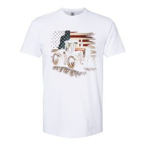 Farmer Tractors Usa Flag Patriotic Farming Gift Softstyle CVC T-Shirt