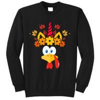 Funny Turkey Unicorn Face  Thanksgiving Sweatshirt