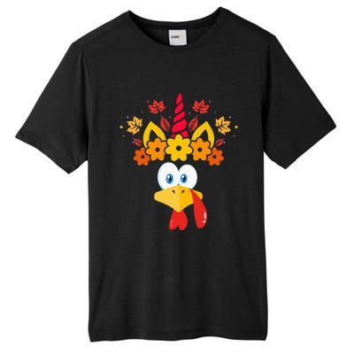 Funny Turkey Unicorn Face  Thanksgiving Tall Fusion ChromaSoft Performance T-Shirt