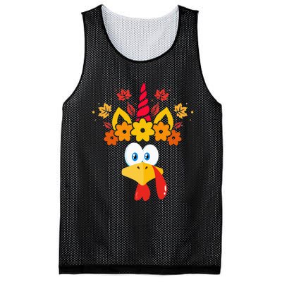 Funny Turkey Unicorn Face  Thanksgiving Mesh Reversible Basketball Jersey Tank