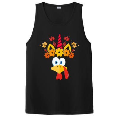 Funny Turkey Unicorn Face  Thanksgiving PosiCharge Competitor Tank