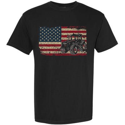 Farm Tractors USA Flag Patriotic Farming Gift Garment-Dyed Heavyweight T-Shirt