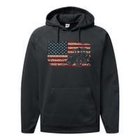 Farm Tractors USA Flag Patriotic Farming Gift Performance Fleece Hoodie