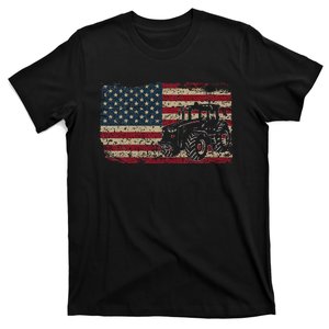 Farm Tractors USA Flag Patriotic Farming Gift T-Shirt