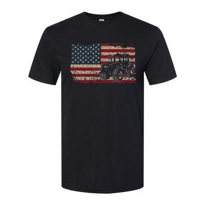 Farm Tractors USA Flag Patriotic Farming Gift Softstyle CVC T-Shirt