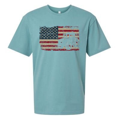 Farm Tractors USA Flag Patriotic Farming Gift Sueded Cloud Jersey T-Shirt