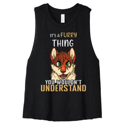 Furry Thing Understand Furry Tail Ear Furry Person Cosplay Women's Racerback Cropped Tank