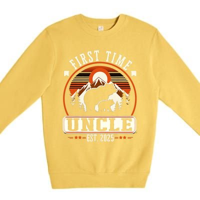 First Time Uncle Est 2025 For New Dad Funny Fathers Day Premium Crewneck Sweatshirt