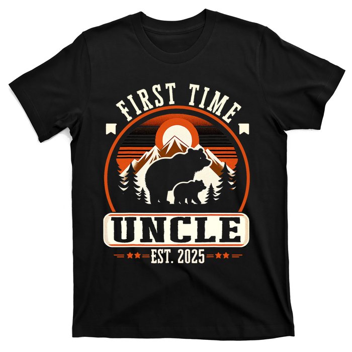 First Time Uncle Est 2025 For New Dad Funny Fathers Day T-Shirt