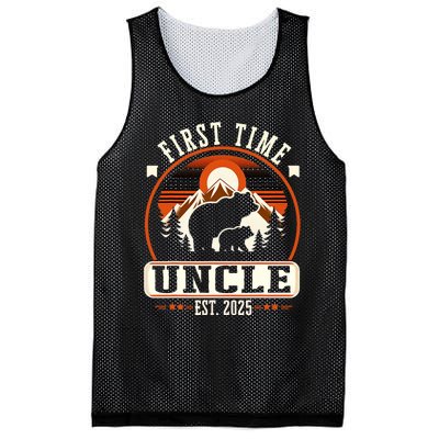 First Time Uncle Est 2025 For New Dad Funny Fathers Day Mesh Reversible Basketball Jersey Tank