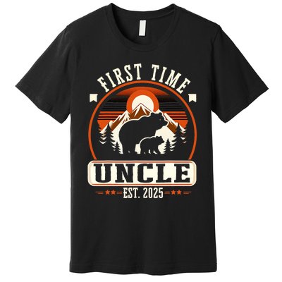 First Time Uncle Est 2025 For New Dad Funny Fathers Day Premium T-Shirt