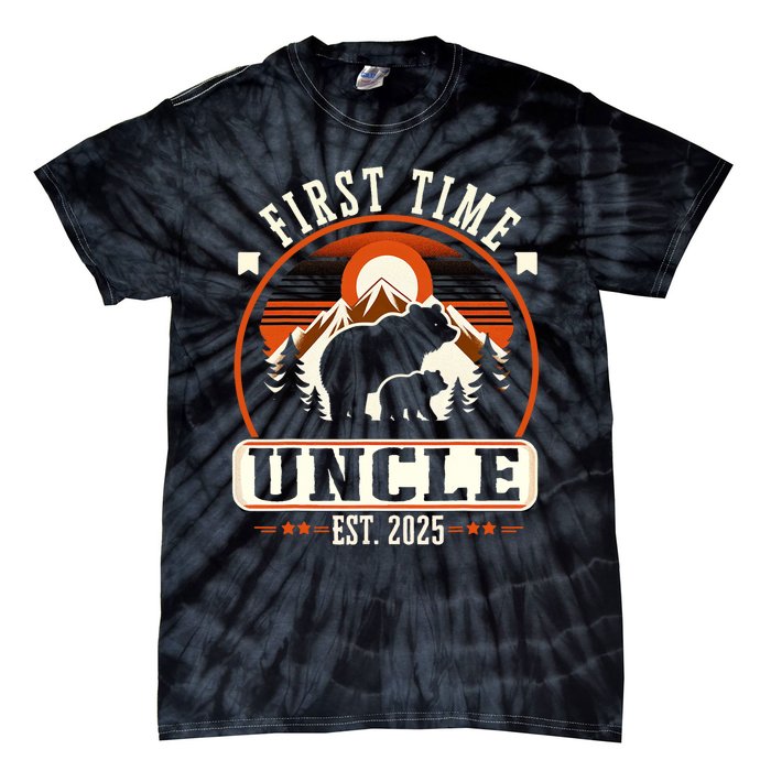 First Time Uncle Est 2025 For New Dad Funny Fathers Day Tie-Dye T-Shirt