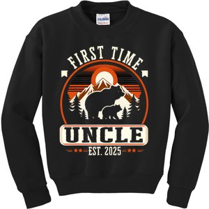 First Time Uncle Est 2025 For New Dad Funny Fathers Day Kids Sweatshirt