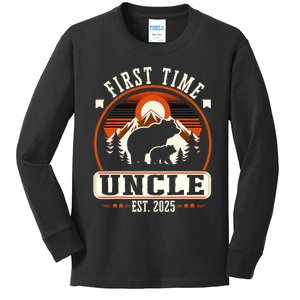 First Time Uncle Est 2025 For New Dad Funny Fathers Day Kids Long Sleeve Shirt