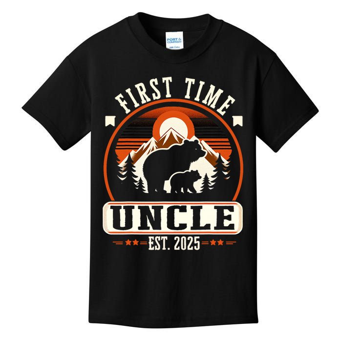 First Time Uncle Est 2025 For New Dad Funny Fathers Day Kids T-Shirt