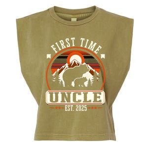 First Time Uncle Est 2025 For New Dad Funny Fathers Day Garment-Dyed Women's Muscle Tee