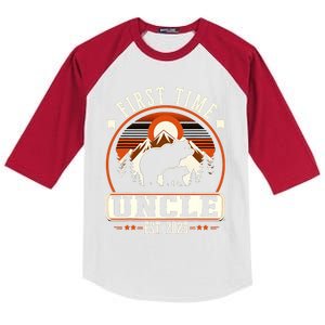 First Time Uncle Est 2025 For New Dad Funny Fathers Day Kids Colorblock Raglan Jersey