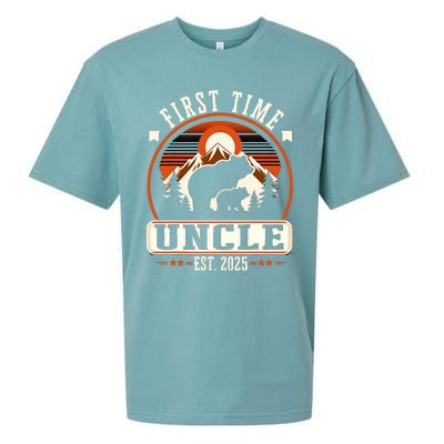 First Time Uncle Est 2025 For New Dad Funny Fathers Day Sueded Cloud Jersey T-Shirt