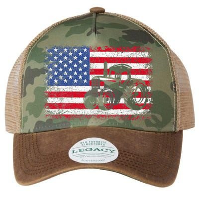 Farm Tractors USA Flag Patriotic Farming Gift Legacy Tie Dye Trucker Hat