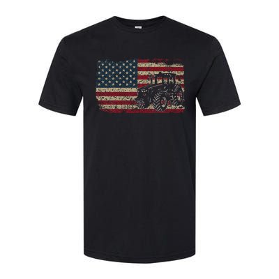 Farm Tractors USA Flag Patriotic Farming Gift Softstyle® CVC T-Shirt