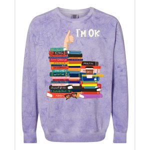 Funny Thumbs Up I'm Ok Book Lover Colorblast Crewneck Sweatshirt