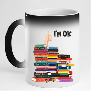 Funny Thumbs Up I'm Ok Book Lover 11oz Black Color Changing Mug