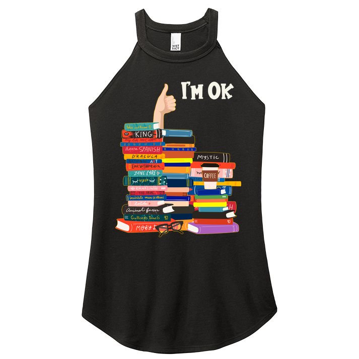 Funny Thumbs Up I'm Ok Book Lover Women's Perfect Tri Rocker Tank