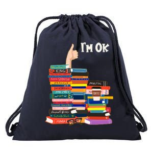 Funny Thumbs Up I'm Ok Book Lover Drawstring Bag