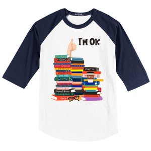 Funny Thumbs Up I'm Ok Book Lover Baseball Sleeve Shirt