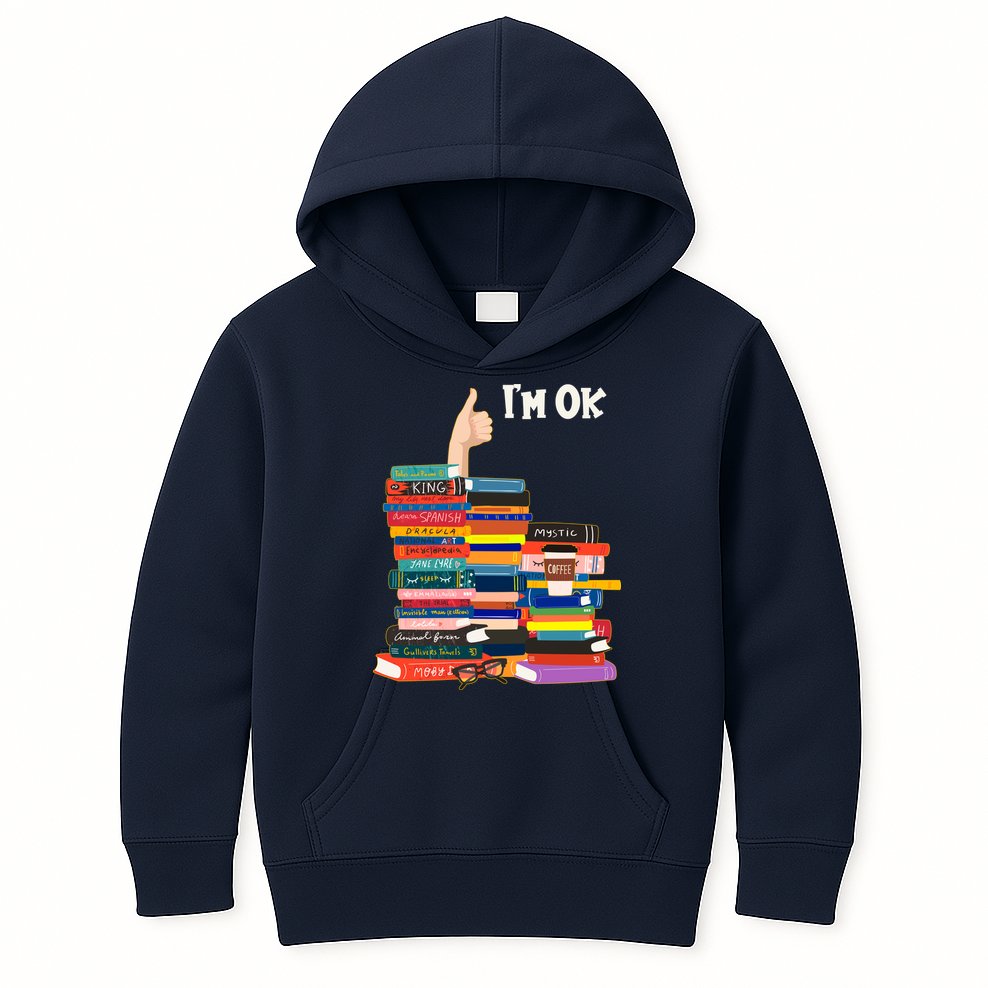 Funny Thumbs Up I'm Ok Book Lover Kids Hoodie