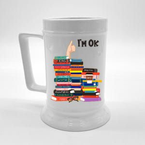 Funny Thumbs Up I'm Ok Book Lover Beer Stein