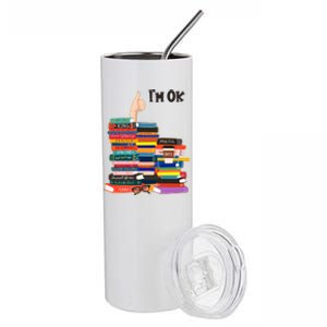 Funny Thumbs Up I'm Ok Book Lover Stainless Steel Tumbler