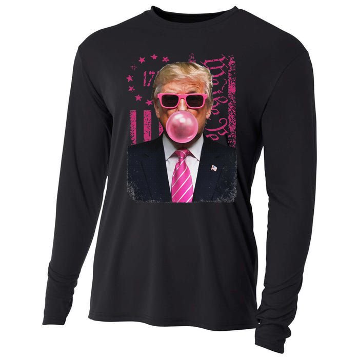 Funny Trump Usa Flag Cooling Performance Long Sleeve Crew