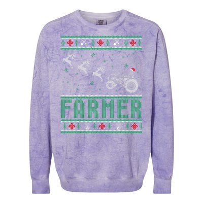 Farmer Tractors Ugly Christmas Xmas Sweater Colorblast Crewneck Sweatshirt