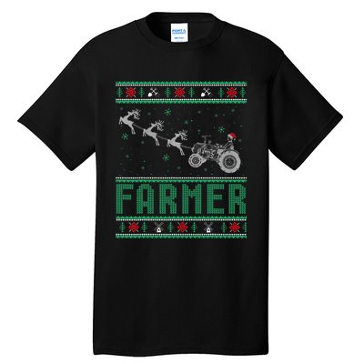 Farmer Tractors Ugly Christmas Xmas Sweater Tall T-Shirt